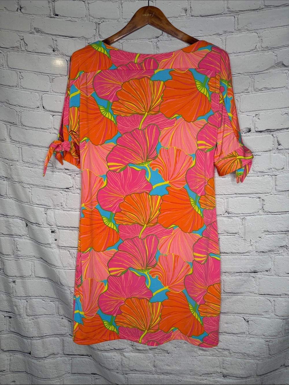 Trina Turk Bright Floral Shift Dress in Pink & Orange Size Medium